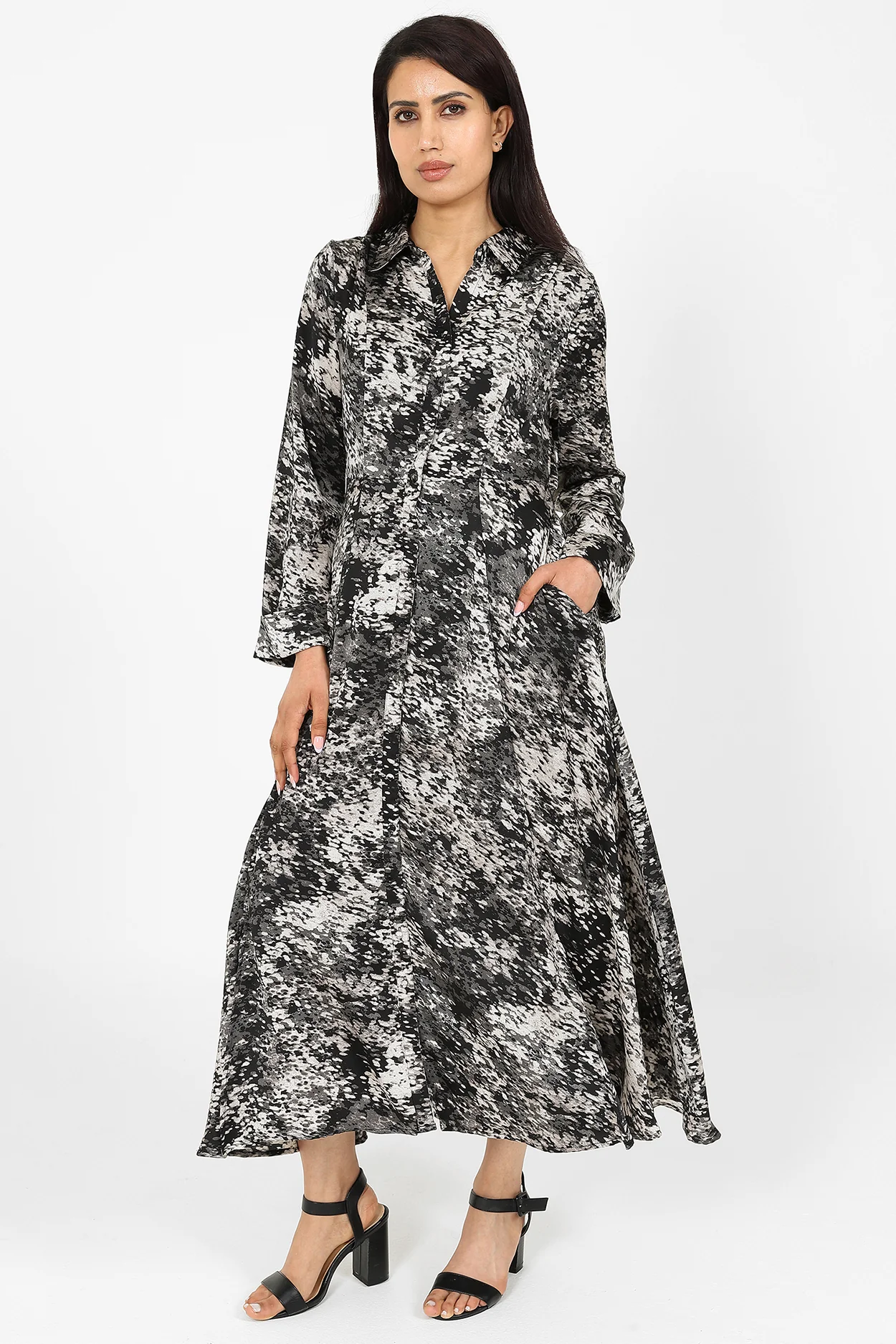 Maryam Grey & White Dress